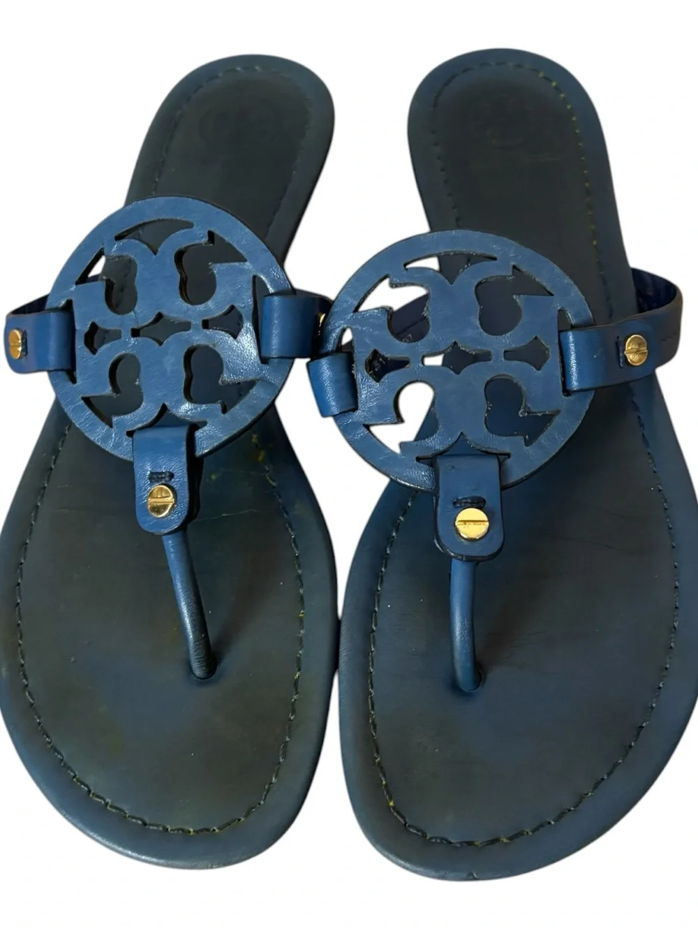 Tory Burch Miller Thong Sandals Blue Leather Women’s Size 8M